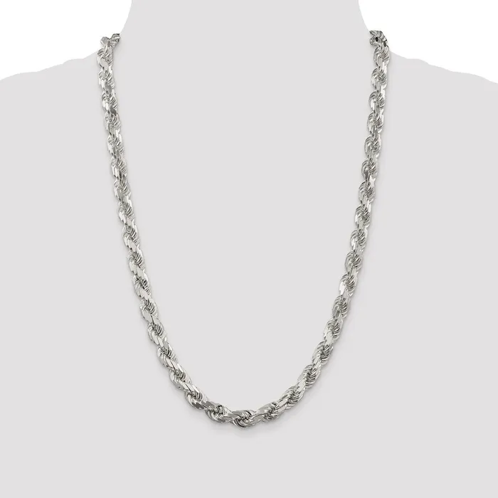 Rings TreasureFineJewelers Sterling Silver 8mm Diamondcut Rope Chain