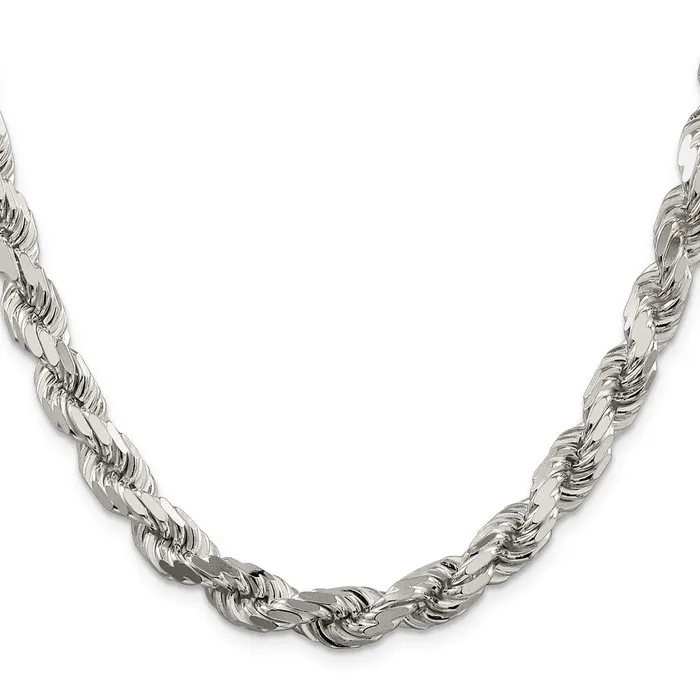 Rings TreasureFineJewelers Sterling Silver 8mm Diamondcut Rope Chain