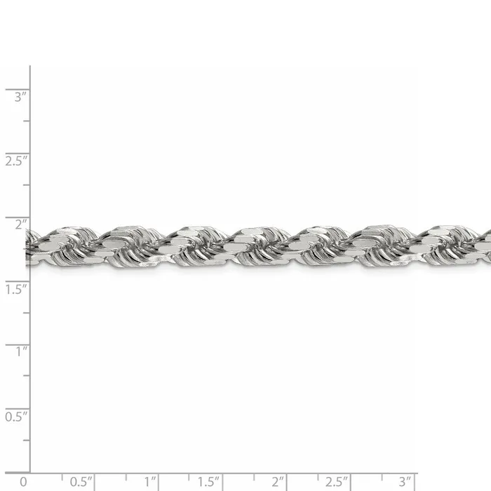 Rings TreasureFineJewelers Sterling Silver 8mm Diamondcut Rope Chain