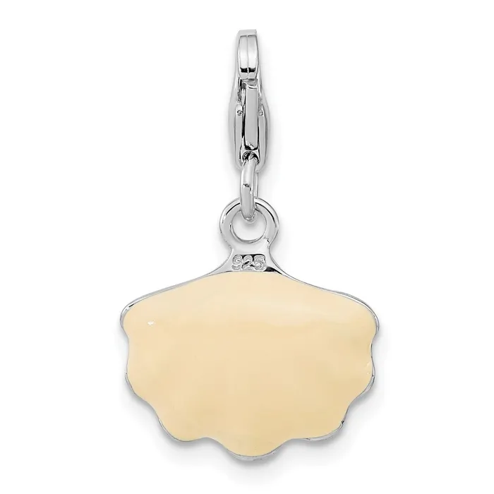 Rings TreasureFineJewelers Sterling Silver Amore La Vita Rhpl Enameled Shell with FWC Pearl Charm