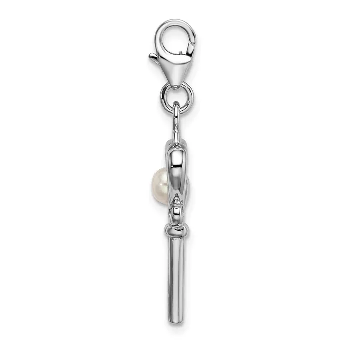 Rings TreasureFineJewelers Sterling Silver Amore La Vita Rhodiumpl Polished FWC Pearl Key Charm