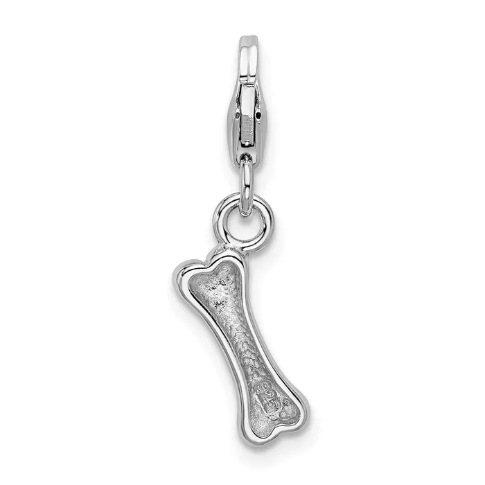 Rings TreasureFineJewelers Sterling Silver Amore La Vita Rhodiumplated Polished Dog Bone Charm