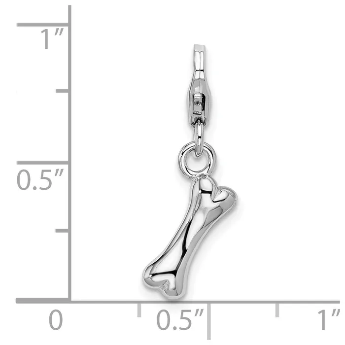 Rings TreasureFineJewelers Sterling Silver Amore La Vita Rhodiumplated Polished Dog Bone Charm