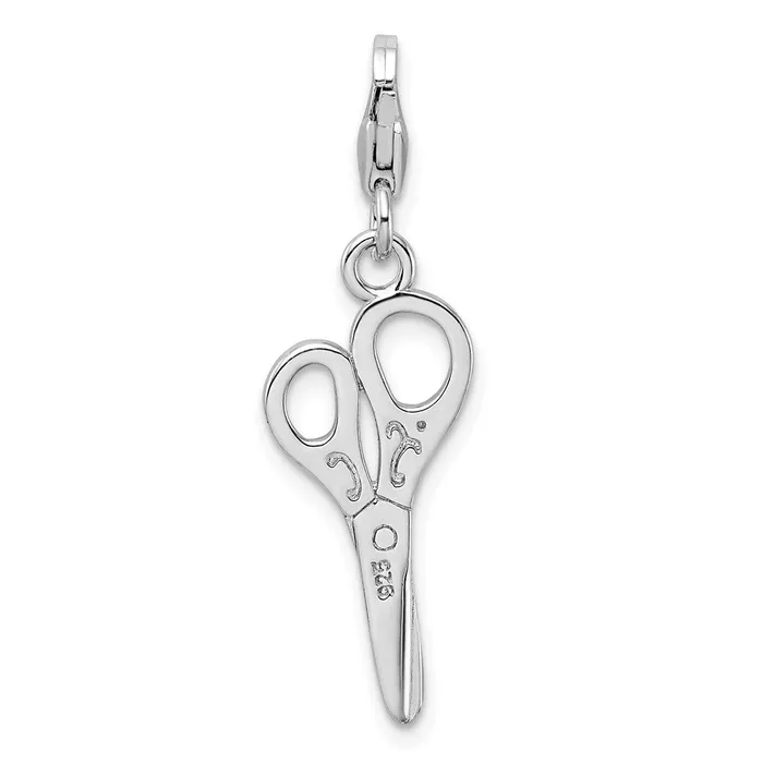 Rings TreasureFineJewelers Sterling Silver Amore La Vita Rhodiumplated Polished Scissors Charm