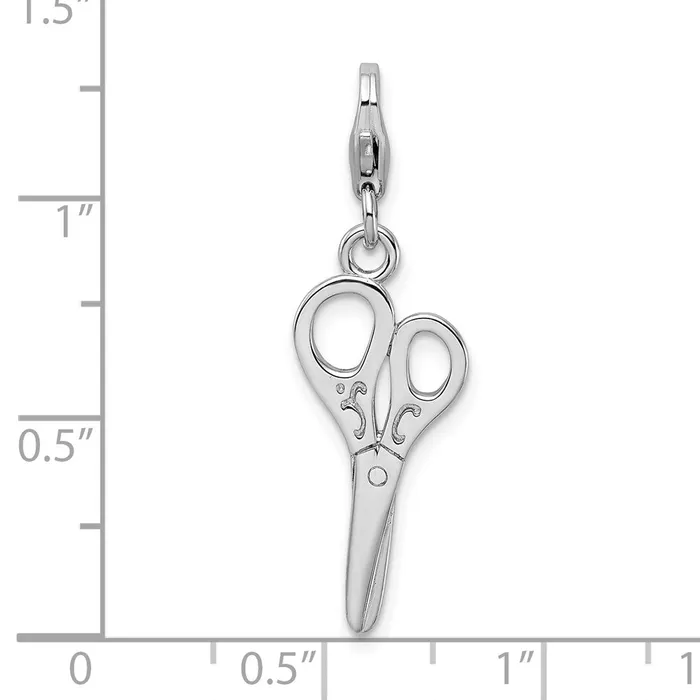 Rings TreasureFineJewelers Sterling Silver Amore La Vita Rhodiumplated Polished Scissors Charm