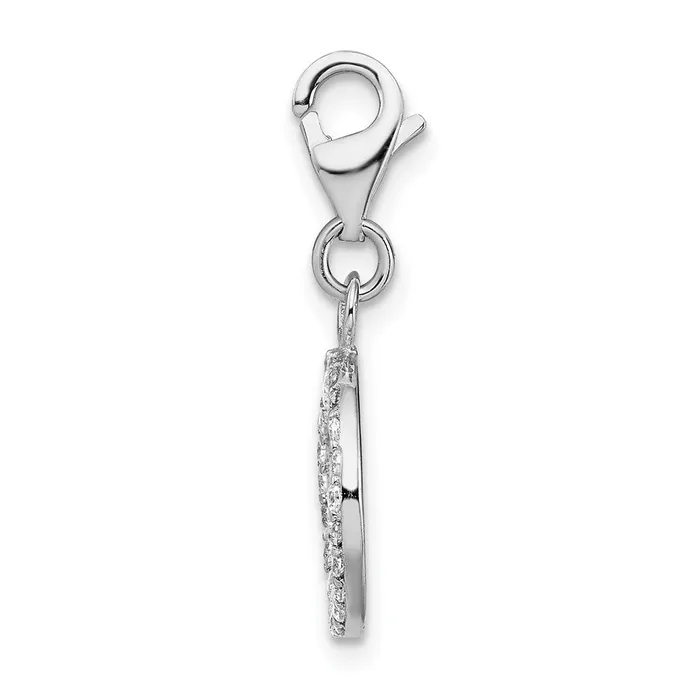 Rings TreasureFineJewelers Sterling Silver Amore La Vita Rhodiumplated Small CZ Peace Sign Charm