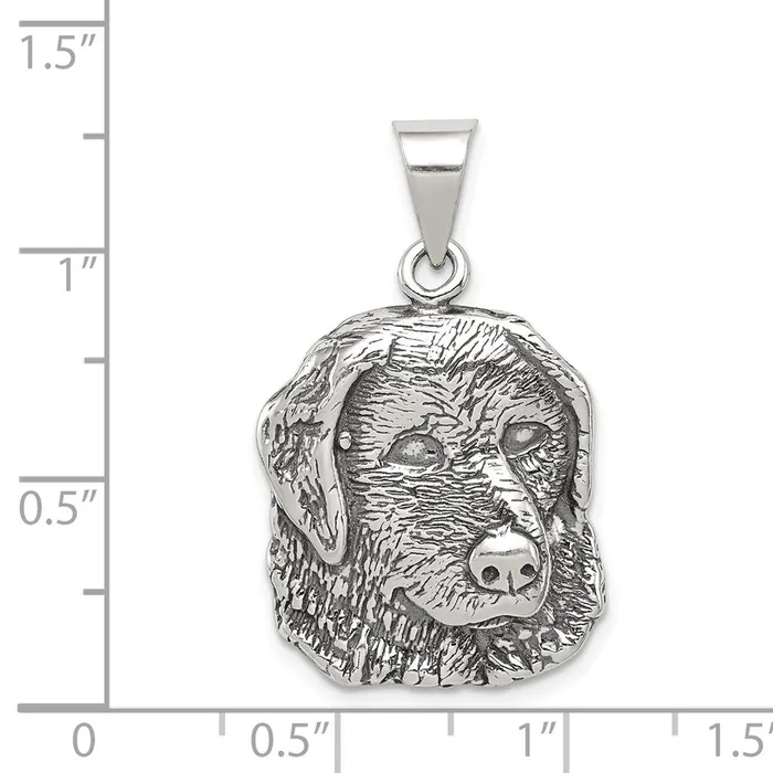 Rings TreasureFineJewelers Sterling Silver Antiqued Dog Charm