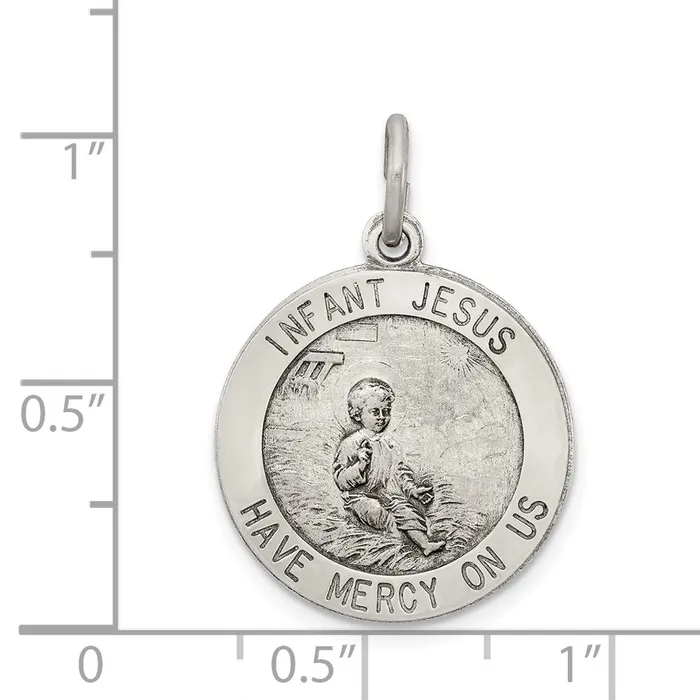 Rings TreasureFineJewelers Sterling Silver Antiqued Infant Jesus Medal