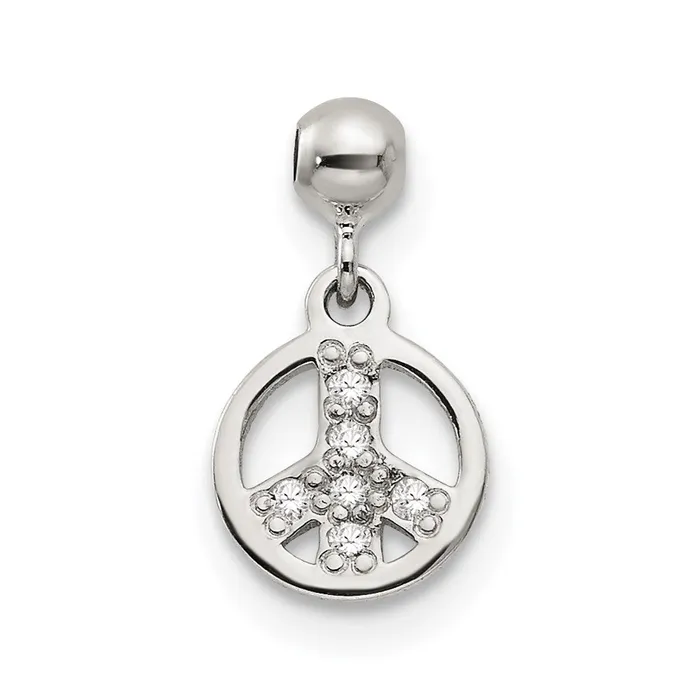 Rings TreasureFineJewelers Sterling Silver Mio Memento CZ Dangle Peace Charm