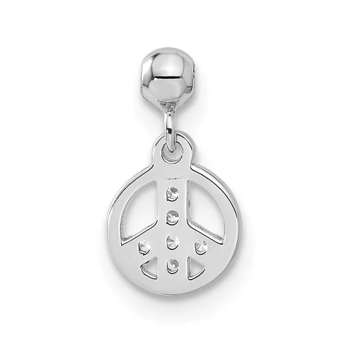 Rings TreasureFineJewelers Sterling Silver Mio Memento CZ Dangle Peace Charm