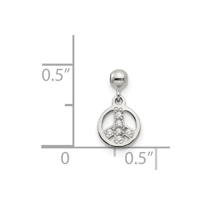 Rings TreasureFineJewelers Sterling Silver Mio Memento CZ Dangle Peace Charm