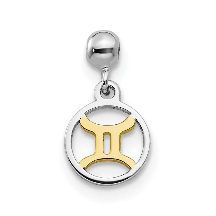 Rings TreasureFineJewelers Sterling Silver Mio Memento Rhodium Gold Tone Dangle Gemini Charm