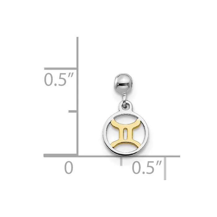 Rings TreasureFineJewelers Sterling Silver Mio Memento Rhodium Gold Tone Dangle Gemini Charm