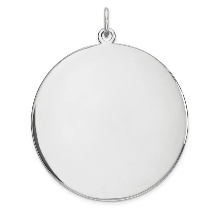 Rings TreasureFineJewelers Sterling Silver Rhodplated Eng Rnd Polish FrontSatin Back Disc Charm