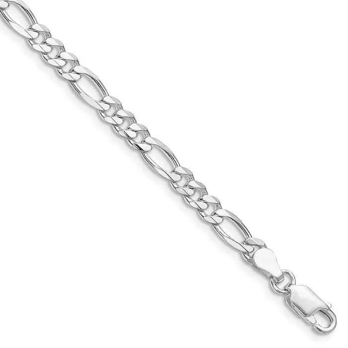 Rings TreasureFineJewelers Sterling Silver Rhodiumplated 45mm Figaro Chain