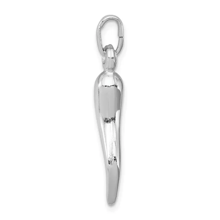 Rings TreasureFineJewelers Sterling Silver Rhodiumplated Italian Horn Charm