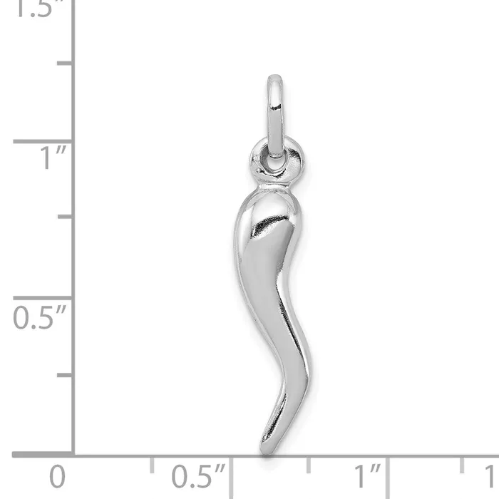 Rings TreasureFineJewelers Sterling Silver Rhodiumplated Italian Horn Charm