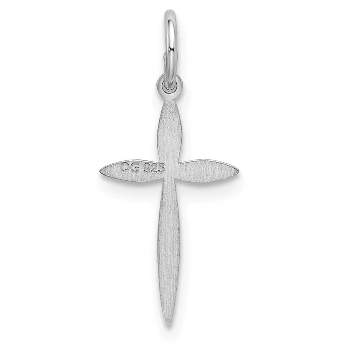 Rings TreasureFineJewelers Sterling Silver Rhodiumplated Laser Designed Cross Charm