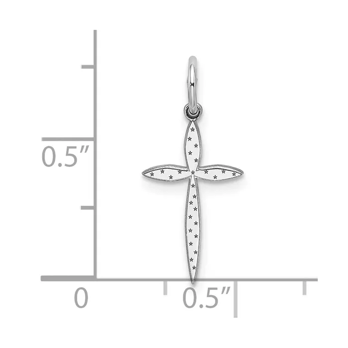 Rings TreasureFineJewelers Sterling Silver Rhodiumplated Laser Designed Cross Charm