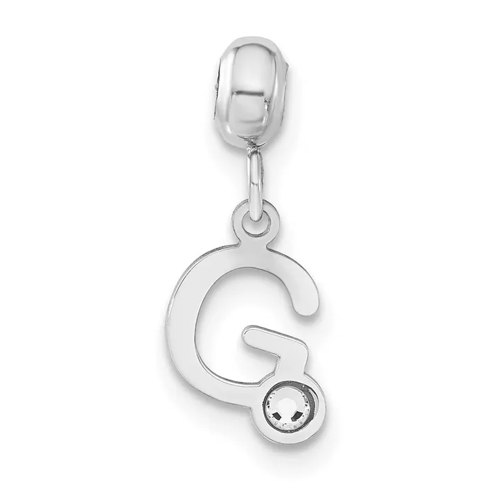 Rings TreasureFineJewelers Sterling Silver Rhodiumplated MeMi Letter G wSwarovski Crystal Charm
