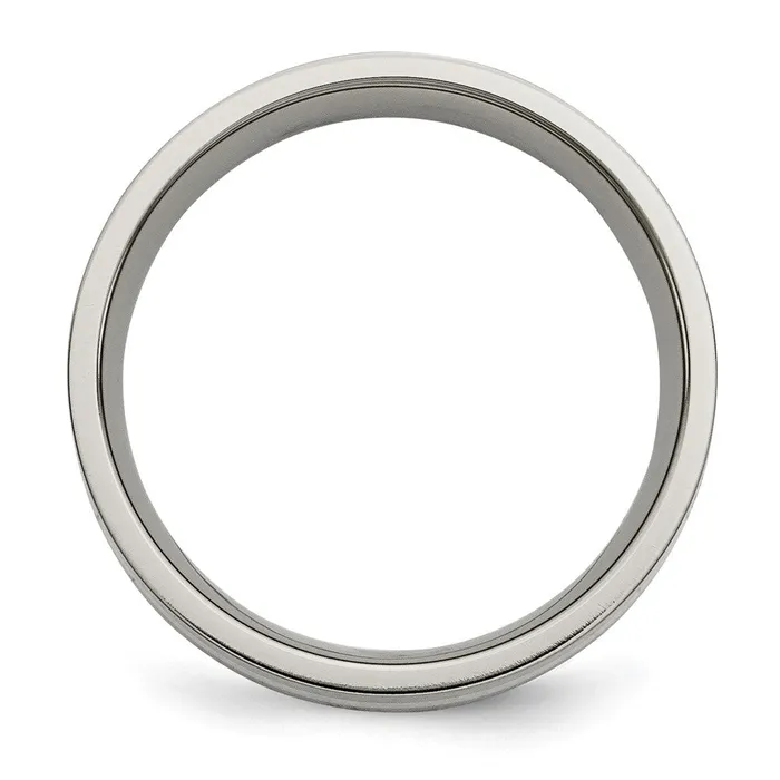 Rings TreasureFineJewelers Titanium Polished w14k Yellow Gold Inlay 6mm Flat Band