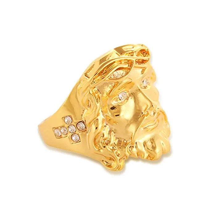 Rings Trendolla Jewelry Trendolla Gold Plated Silver Christian Jesus Cross Ring Band Ring