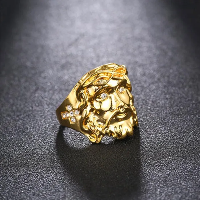 Rings Trendolla Jewelry Trendolla Gold Plated Silver Christian Jesus Cross Ring Band Ring
