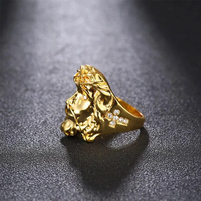 Rings Trendolla Jewelry Trendolla Gold Plated Silver Christian Jesus Cross Ring Band Ring