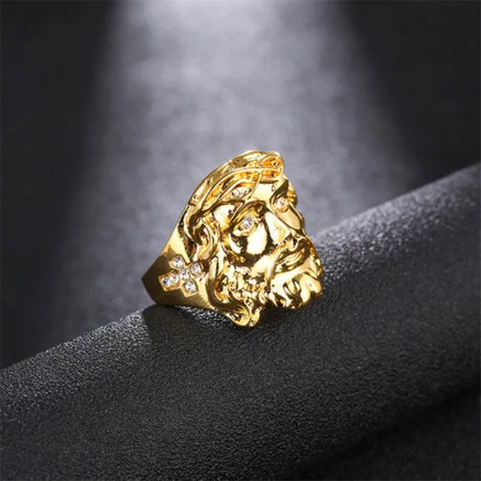 Rings Trendolla Jewelry Trendolla Gold Plated Silver Christian Jesus Cross Ring Band Ring