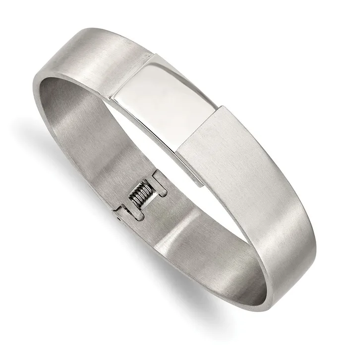 Stainless Steel Brushed and Polished 13mm Hinged Bangle TreasureFineJewelers Bracelets Stainless Steel Brushed and Polished 13mm Hinged Bangle TreasureFineJewelers Bracelets