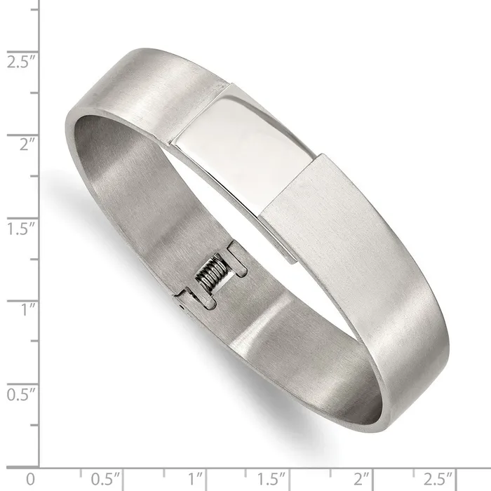 Stainless Steel Brushed and Polished 13mm Hinged Bangle TreasureFineJewelers Bracelets