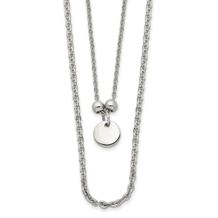 Stainless Steel Polished 2 Strand Small Disc 165in w15in ext Necklace TreasureFineJewelers Necklaces Stainless Steel Polished 2 Strand Small Disc 165in w15in ext Necklace TreasureFineJewelers Necklaces
