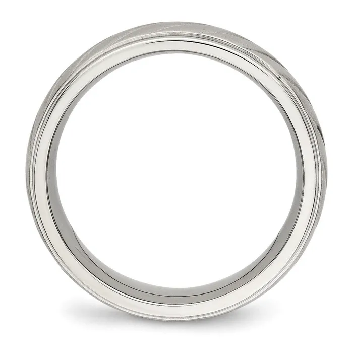 Stainless Steel Polished wBrushed Center 7mm Grooved Band TreasureFineJewelers Rings
