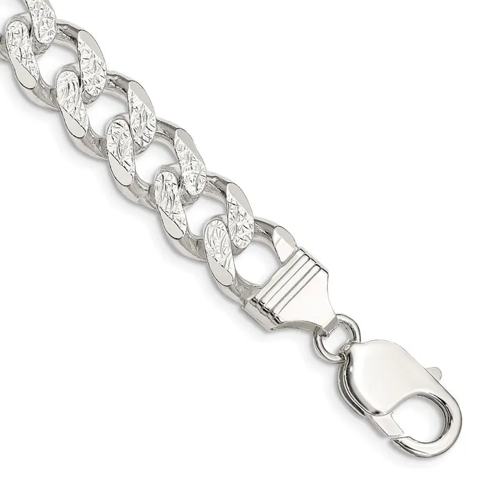 Sterling Silver 105mm Pav Curb Chain TreasureFineJewelers Necklaces