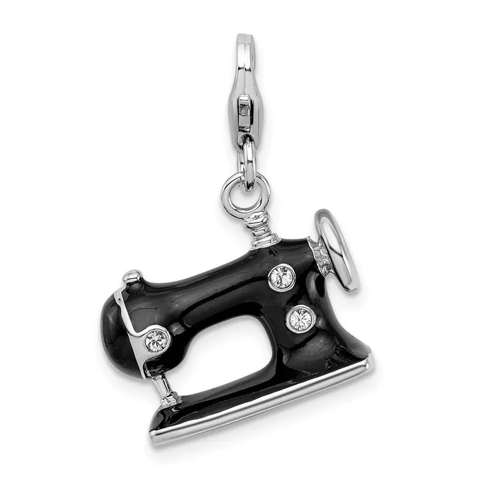 Sterling Silver Amore La Vita Rhodpl Enameled 3D Sewing Machine Charm TreasureFineJewelers Rings
