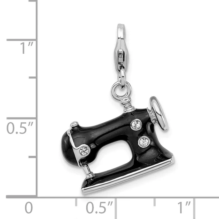 Sterling Silver Amore La Vita Rhodpl Enameled 3D Sewing Machine Charm TreasureFineJewelers Rings