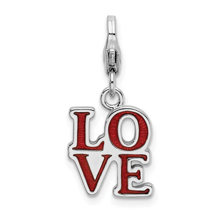 Sterling Silver Amore La Vita Rhodiumpl Polished Enameled LOVE Charm TreasureFineJewelers Rings
