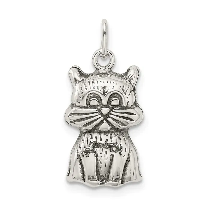 Sterling Silver Antiqued Cat Charm TreasureFineJewelers Rings