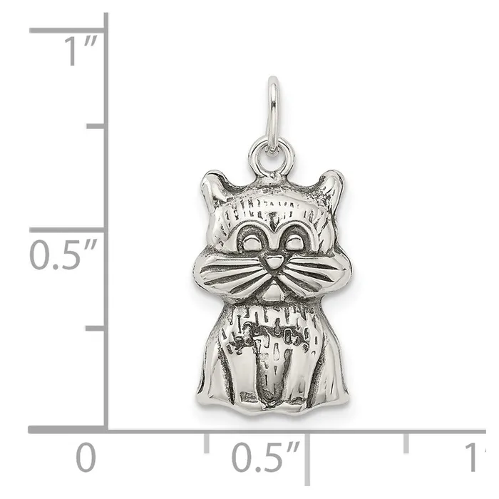 Sterling Silver Antiqued Cat Charm TreasureFineJewelers Rings