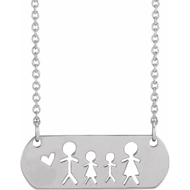 Sterling Silver Father Daughter Son Mother Stick Figure Family 18 Necklace TreasureFineJewelers Necklaces