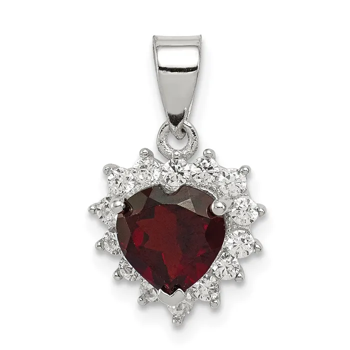 Sterling Silver Garnet CZ Pendant TreasureFineJewelers Necklaces