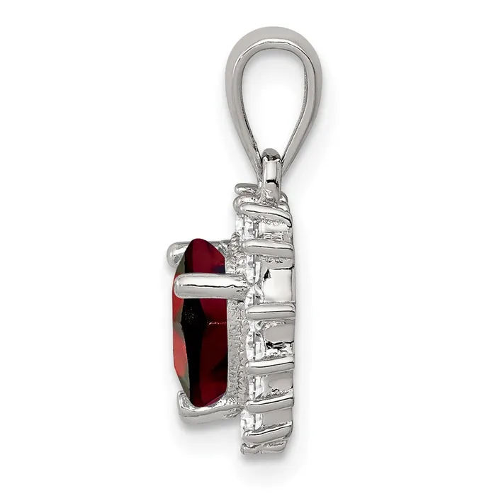 Sterling Silver Garnet CZ Pendant TreasureFineJewelers Necklaces