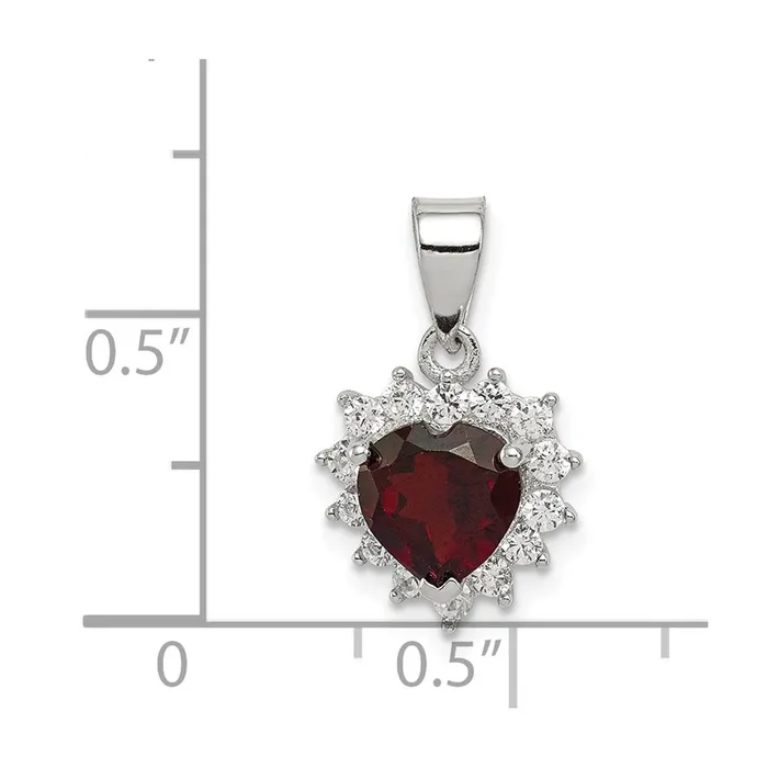 Sterling Silver Garnet CZ Pendant TreasureFineJewelers Necklaces