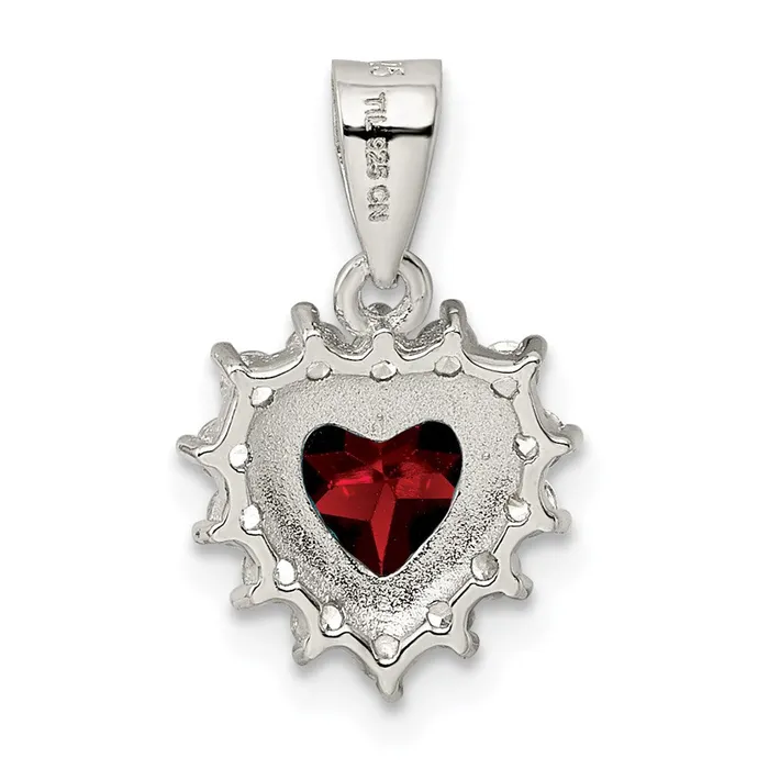 Sterling Silver Garnet CZ Pendant TreasureFineJewelers Necklaces