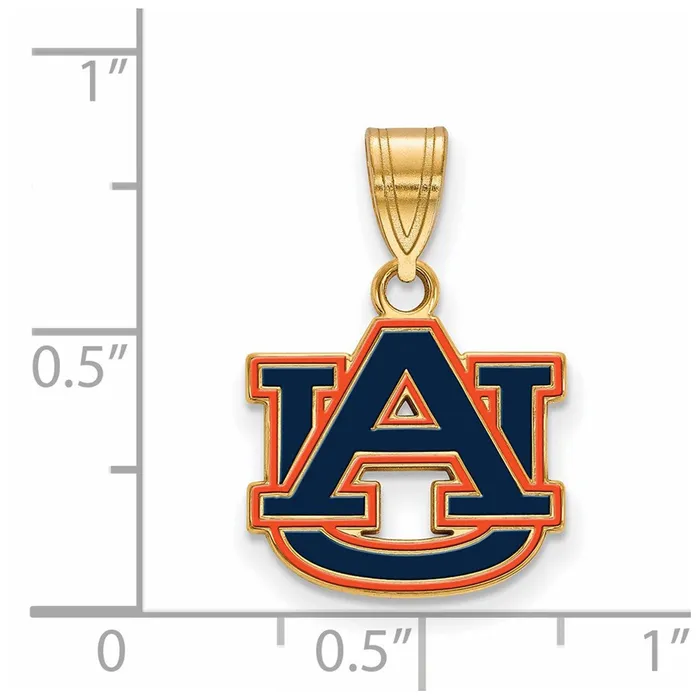 Sterling Silver Goldplated Logo Art Auburn University AU Small Enameled Pendant TreasureFineJewelers Necklaces