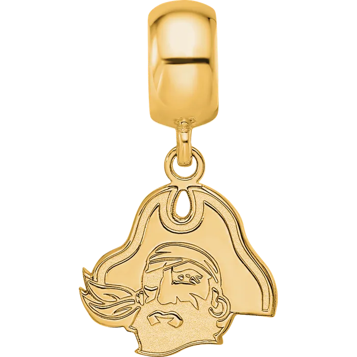 Sterling Silver Goldplated LogoArt East Carolina University Pirate Extra Small Dangle Bead Charm TreasureFineJewelers Rings