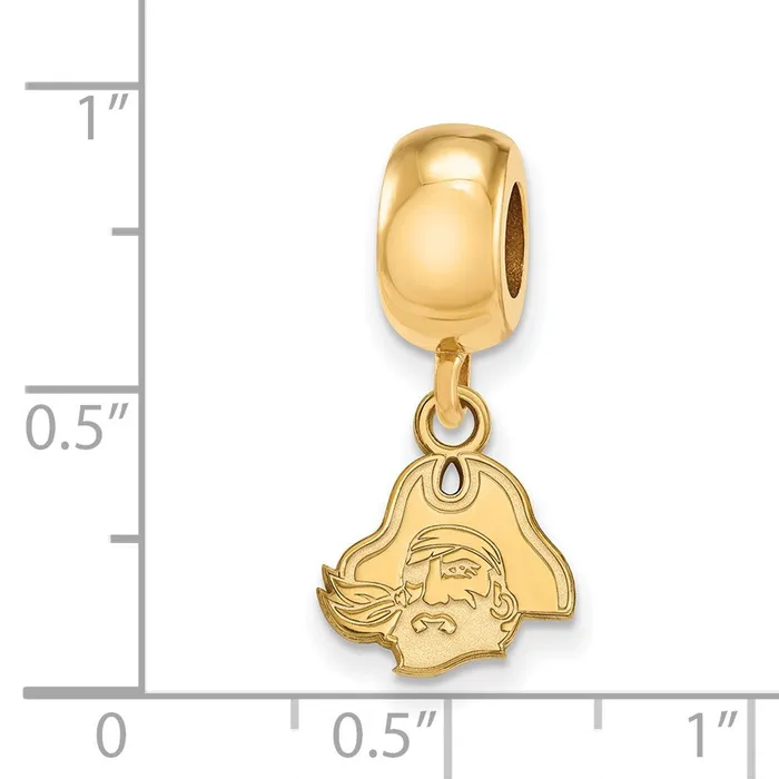 Sterling Silver Goldplated LogoArt East Carolina University Pirate Extra Small Dangle Bead Charm TreasureFineJewelers Rings