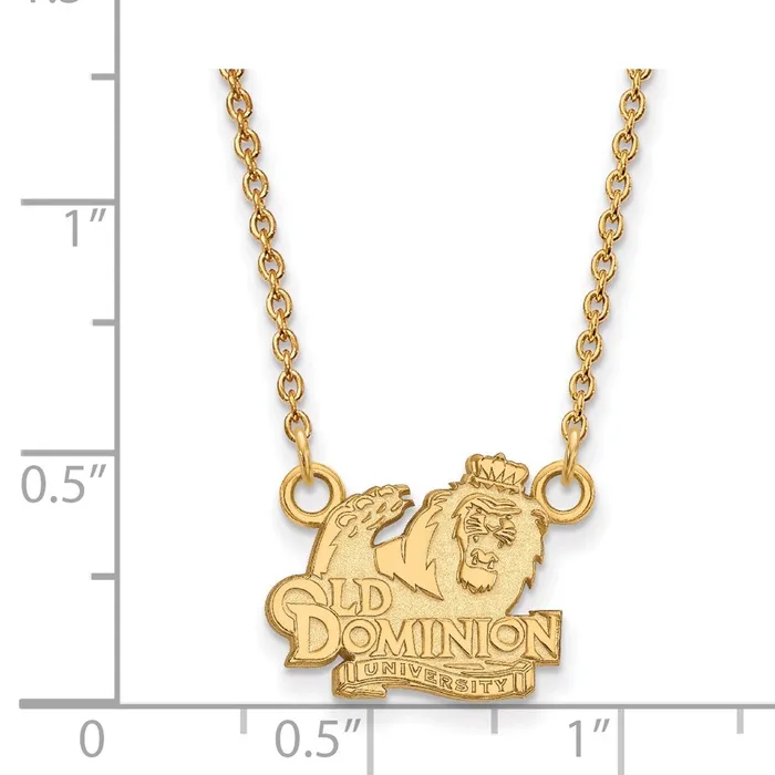 Sterling Silver Goldplated Old Dominion University Small Pendant 18 inch Necklace TreasureFineJewelers Necklaces