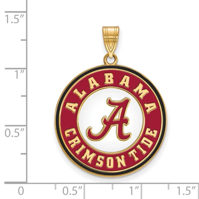 Sterling Silver Goldplated University of Alabama Crimson Tide Extra Large Enameled Disc Pendant TreasureFineJewelers Necklaces
