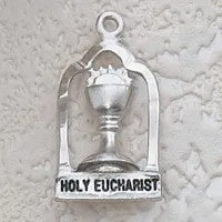 Sterling Silver Holy Eucharist Charm on 18 Chain Catholic Gifts Canada Necklaces
